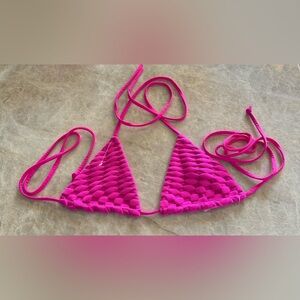 NWT Good American Pink Jacquard Triangle Bikini Top